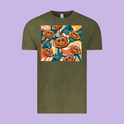 Football Smiley Face Vintage Tee Designed By Barkaloodesign