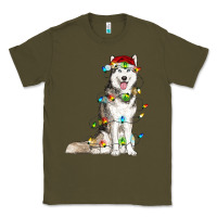 Army Green husky with christmas lights Classic Tee - RanaPortraitStore