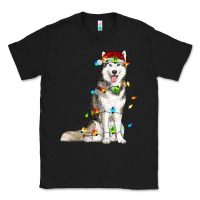 Black husky with christmas lights Classic Tee - RanaPortraitStore