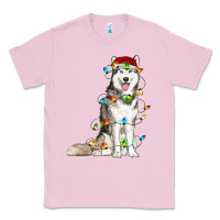 Bubblegum Pink husky with christmas lights Classic Tee - RanaPortraitStore