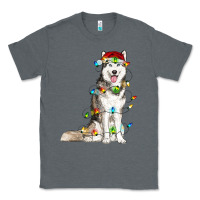 Charcoal Heather husky with christmas lights Classic Tee - RanaPortraitStore