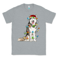 Heather Grey husky with christmas lights Classic Tee - RanaPortraitStore