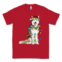 Red husky with christmas lights Classic Tee - RanaPortraitStore