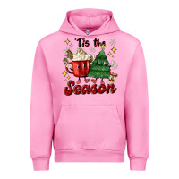 Fuchsia Pink 'tis the season with christmas tree and hot cocoa Urban Hoodie - MaliasSmallBusiness