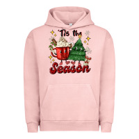 Pigment Salmon 'tis the season with christmas tree and hot cocoa Urban Hoodie - MaliasSmallBusiness