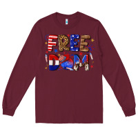 Burgundy fourth of july freedom Long Sleeve Tee - texasbilliewilder