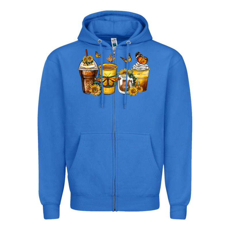 Butterfly Coffee Cups Zipper Hoodie by Zillion Design Studio | Teevron