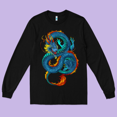 Long Sleeve Tee blue dragon