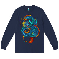 Navy blue dragon Long Sleeve Tee - RanaPortraitStore