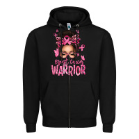 Black brest cancer warrior afro messy bun Zipper Hoodie - texasbilliewilder