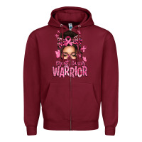 Burgundy brest cancer warrior afro messy bun Zipper Hoodie - texasbilliewilder
