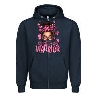 Navy brest cancer warrior afro messy bun Zipper Hoodie - texasbilliewilder