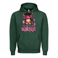 Brest Cancer Warrior Afro Messy Bun Zipper Hoodie | Teevron