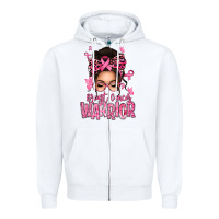 White brest cancer warrior afro messy bun Zipper Hoodie - texasbilliewilder