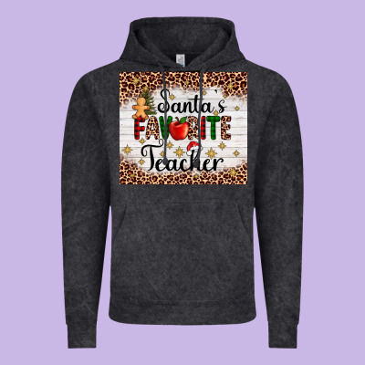 Santa's Favorite Teacher Vintage Hoodie Designed By Adodesignshop