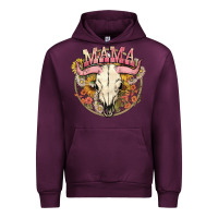 Mauve Wine bullskull mama Urban Hoodie - NancyCooperArtShop