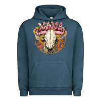 Pigment Midnight Navy bullskull mama Urban Hoodie - NancyCooperArtShop