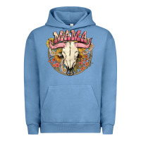 Pigment Pebble Blue bullskull mama Urban Hoodie - NancyCooperArtShop