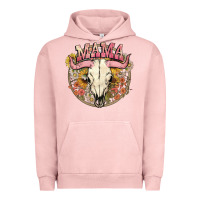 Pigment Salmon bullskull mama Urban Hoodie - NancyCooperArtShop