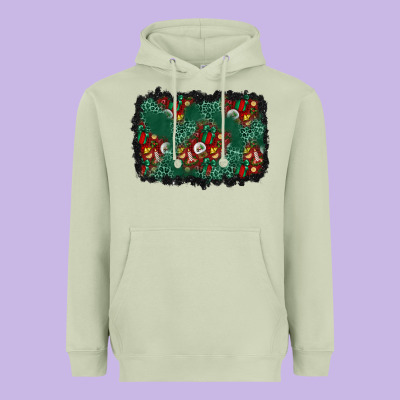 Christmas Gift Box And Leopard Background Heavyweight Hoodie Designed By Bundleandbundleshop