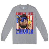 Heather Grey drinking like lincoln Long Sleeve Tee - texasbilliewilder