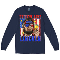 Navy drinking like lincoln Long Sleeve Tee - texasbilliewilder