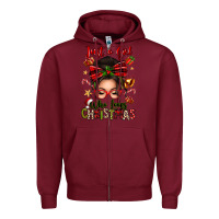 Burgundy just a girl who loves christmas afro messy bun Zipper Hoodie - texasbilliewilder