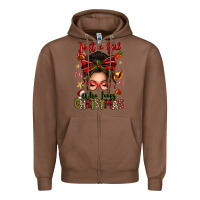 Chestnut just a girl who loves christmas afro messy bun Zipper Hoodie - texasbilliewilder