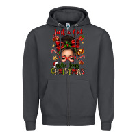 Smoke just a girl who loves christmas afro messy bun Zipper Hoodie - texasbilliewilder