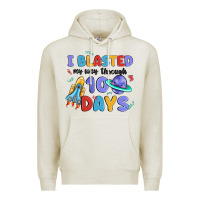Oatmeal Heather i blasted my way through 100 days Premium Hoodie - MaliasSmallBusiness
