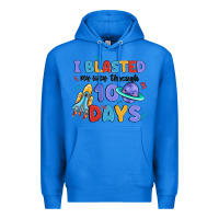 True Royal i blasted my way through 100 days Premium Hoodie - MaliasSmallBusiness