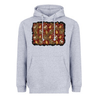 Heather Grey christmas gingerbread man and house background Heavyweight Hoodie - BundleAndBundleShop