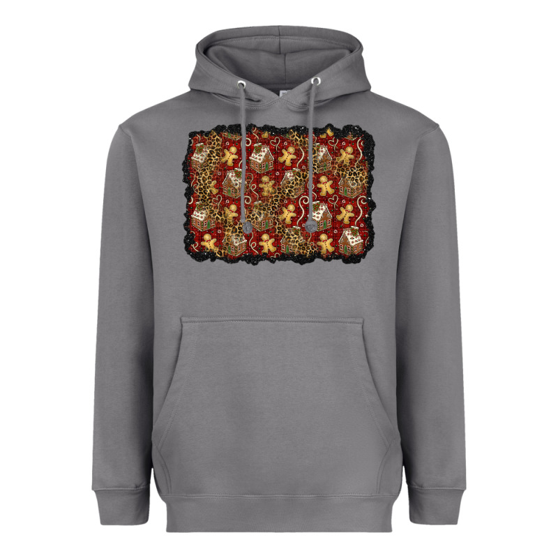 Christmas Gingerbread Man And House Background Heavyweight Hoodie by BundleAndBundleShop | Teevron
