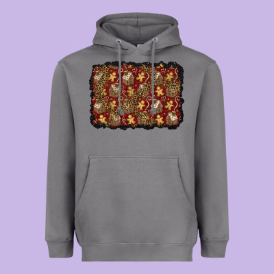 Christmas Gingerbread Man And House Background Heavyweight Hoodie Designed By Bundleandbundleshop