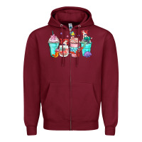 Burgundy ariel coffee cups Zipper Hoodie - Zillion Design Studio