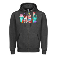 Charcoal Heather ariel coffee cups Zipper Hoodie - Zillion Design Studio