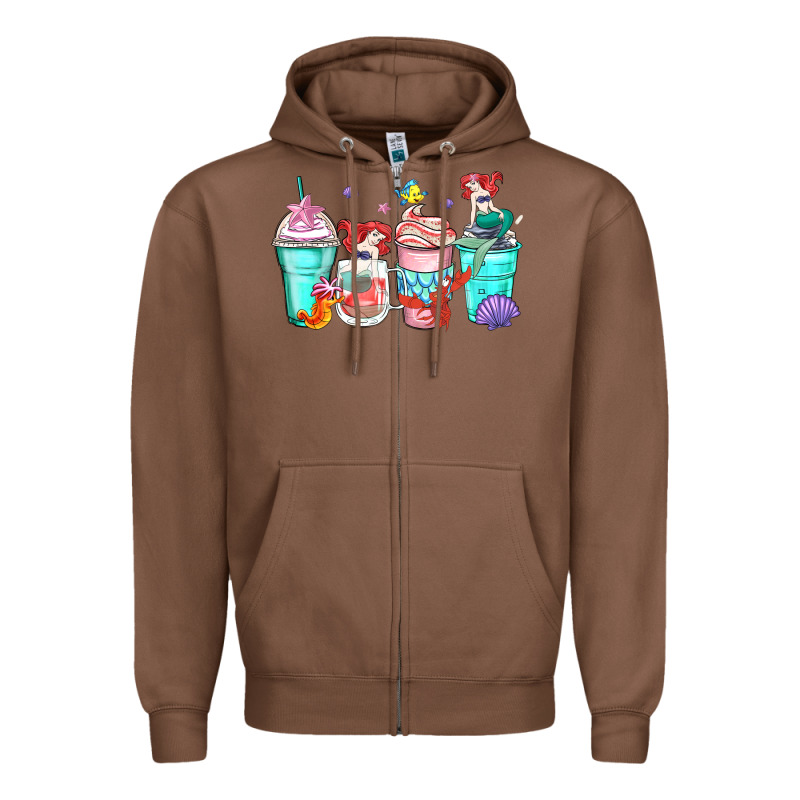 Ariel Coffee Cups Zipper Hoodie by Zillion Design Studio | Teevron