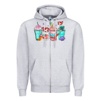 Heather Grey ariel coffee cups Zipper Hoodie - Zillion Design Studio