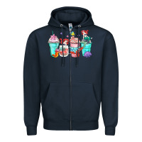 Navy ariel coffee cups Zipper Hoodie - Zillion Design Studio