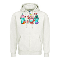 Oatmeal Heather ariel coffee cups Zipper Hoodie - Zillion Design Studio