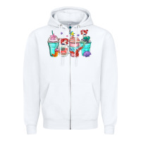 White ariel coffee cups Zipper Hoodie - Zillion Design Studio