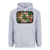 Heather Grey christmas ornament and diamond plaid  background Heavyweight Hoodie - BundleAndBundleShop