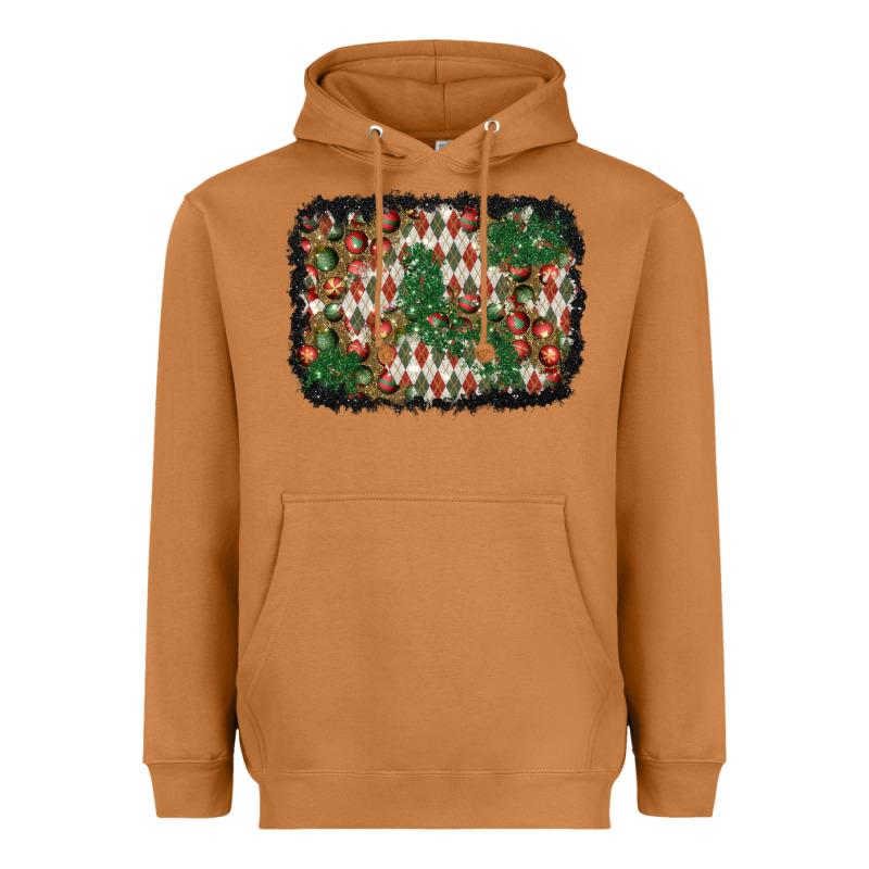 Christmas Ornament And Diamond Plaid  Background Heavyweight Hoodie by BundleAndBundleShop | Teevron