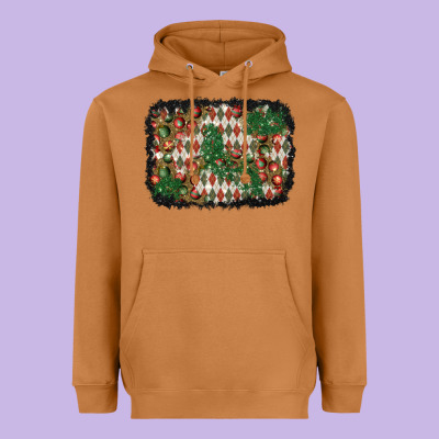 Christmas Ornament And Diamond Plaid  Background Heavyweight Hoodie Designed By Bundleandbundleshop