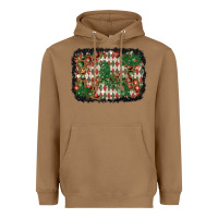 Toasted Coconut christmas ornament and diamond plaid  background Heavyweight Hoodie - BundleAndBundleShop