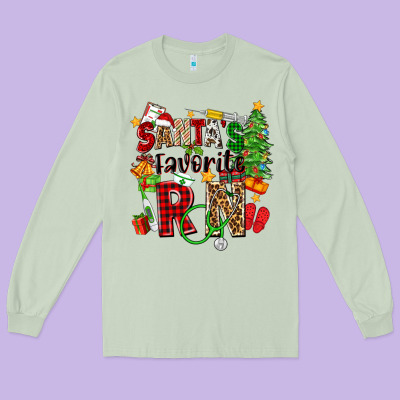 Santa's Favorite Rn Long Sleeve Tee Designed By Zillion Design Studio
