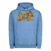 Pigment Pebble Blue created with a purpose with sunflower and butterfl Urban Hoodie - NancyCooperArtShop