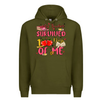 Army Green my teacher survived 100 days of me Premium Hoodie - MaliasSmallBusiness