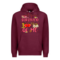 Burgundy my teacher survived 100 days of me Premium Hoodie - MaliasSmallBusiness