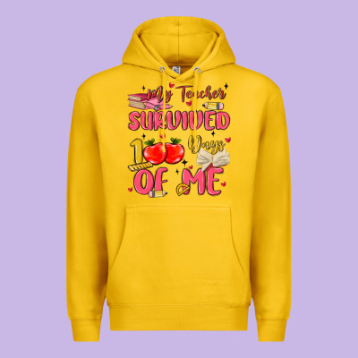 My Teacher Survived 100 Days Of Me Premium Hoodie Designed By Maliassmallbusiness